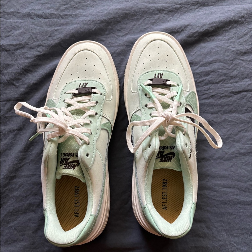 Nike Mint Green Air Force 1 Shoes